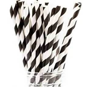 BLACK STRIPPED PAPER SMOOTHIE STRAW