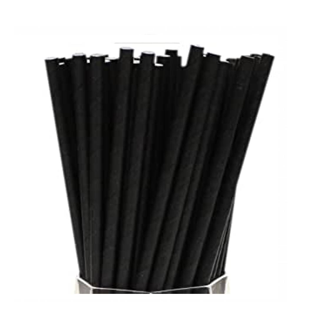 DRINKING STRAW - FULL BLACK 6MM X 20CM