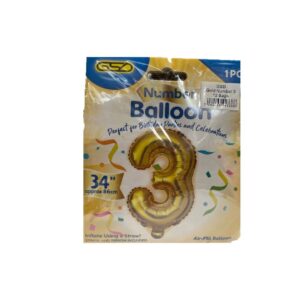 FOIL NUMBER BALLOONS GOLD "3"