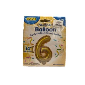 FOIL NUMBER BALLOONS GOLD "6"