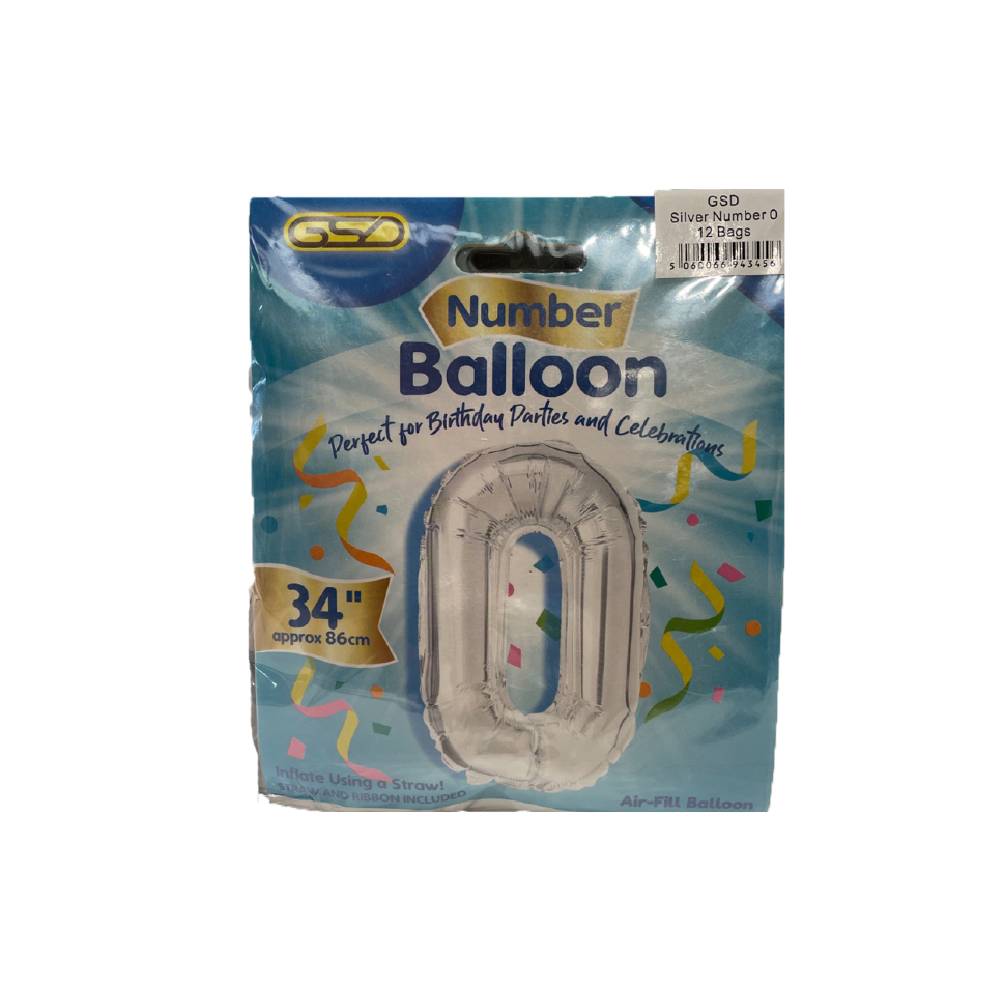 FOIL NUMBER BALLOONS SILVER "0"