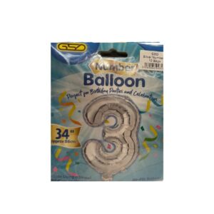 FOIL NUMBER BALLOONS SILVER "3"