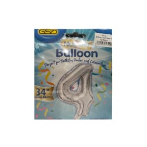 FOIL NUMBER BALLOONS SILVER "4"