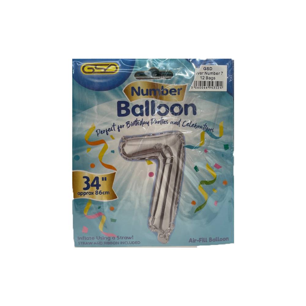 FOIL NUMBER BALLOONS SILVER "7"