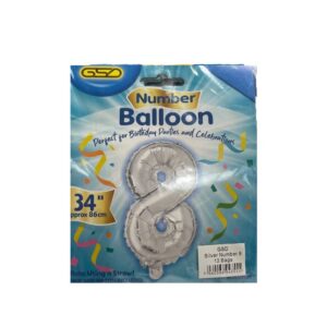 FOIL NUMBER BALLOONS SILVER "8"