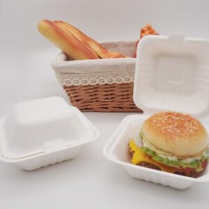 BHB6 BAGASSE WHITE CLAMSHELL