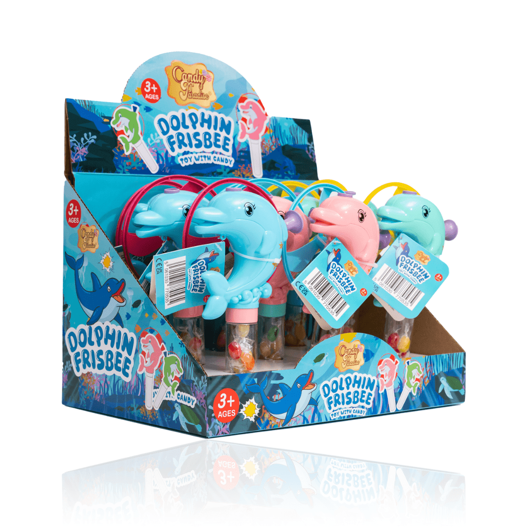 CANDY PARADISE DOLPHIN FRISBEE TOY WITH CANDY