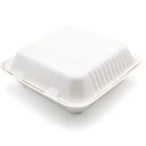 BAGASSE WHITE MEAL BOXES 3 COMP 9X9