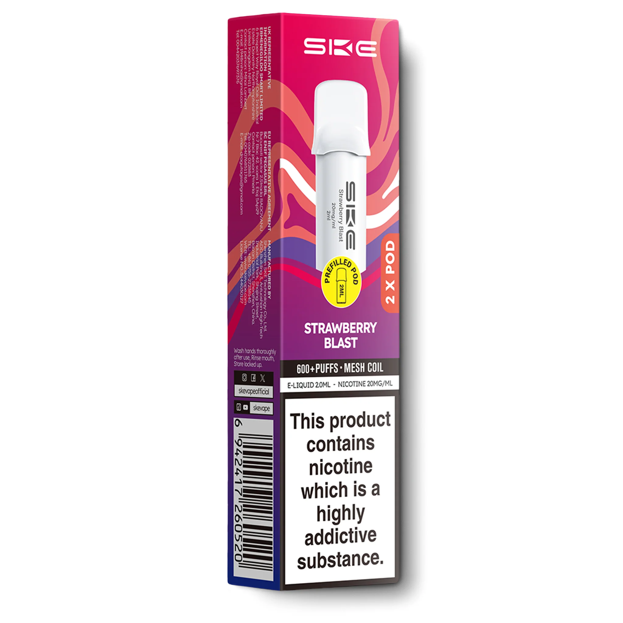 SKE CRYSTAL 600 POD KIT STRAWBERRY BLAST