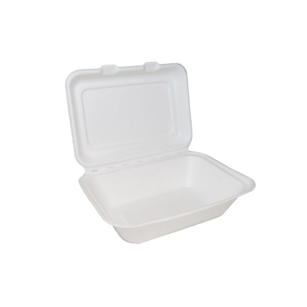 BHB9 BAGASSE WHITE CLAMSHELL