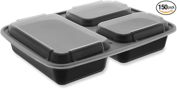 3 COMPARTMENT BLACK M/WAVE CONTAINER